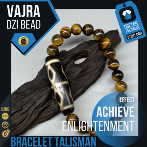 Tiger eye stone Bracelet with Vajra Dzi Bead