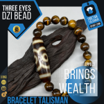 Tiger eye Stone Bracelet with Three eyes Dzi Bead #2