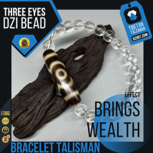 Crystal Bracelet with Three eyes Dzi Bead #2