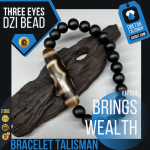 Shaligram stone Bracelet with Three eyes Dzi Bead