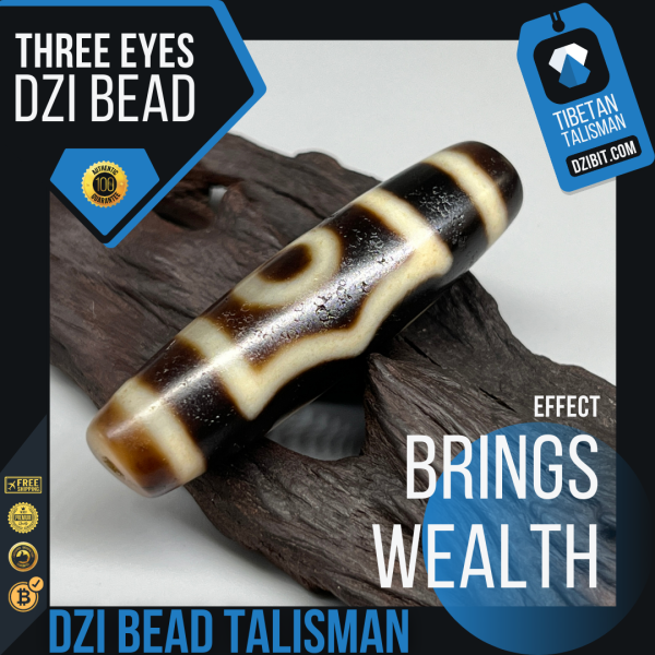Three eyes Dzi Bead Regular