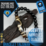Shaligram stone Bracelet with Treasure Vase or Longevity Dzi Bead