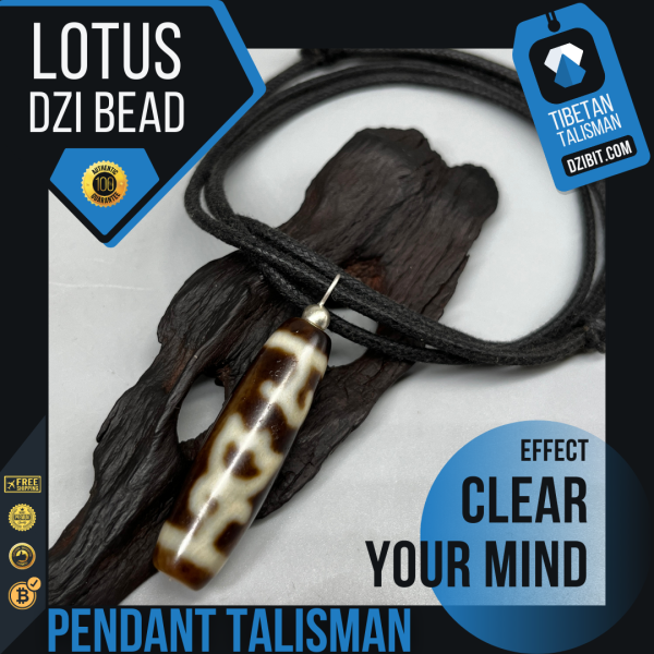 Pendant Amulet - Lotus Dzi Bead