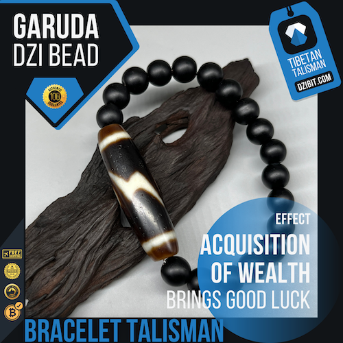 Shaligram stone Bracelet with Garuda Dzi Bead