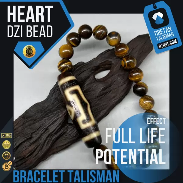 Pendant Amulet - Buddha Heart Dzi Bead