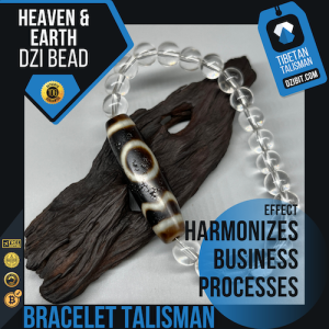 Crystal Bracelet with Heaven & Earth with Waves Dzi Bead