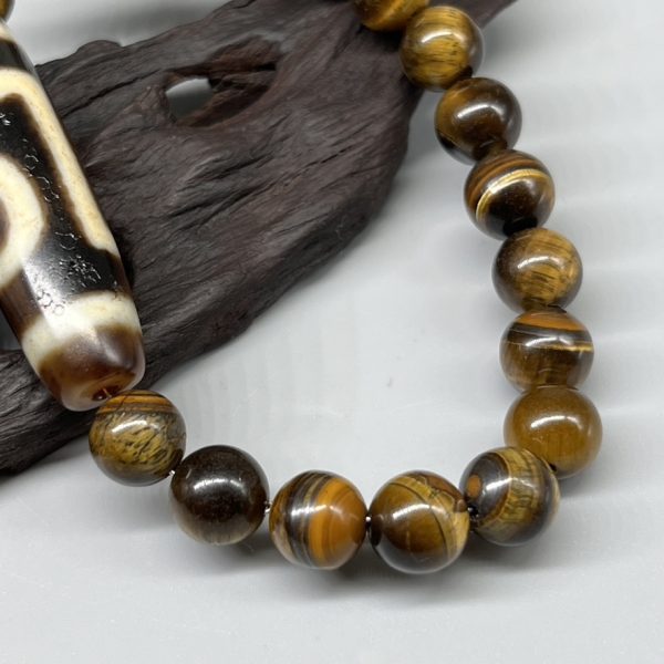 Tiger eye Stone Bracelet Two eyes Dzi Bead