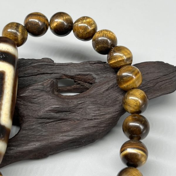 Tiger eye Stone Bracelet Two eyes Dzi Bead